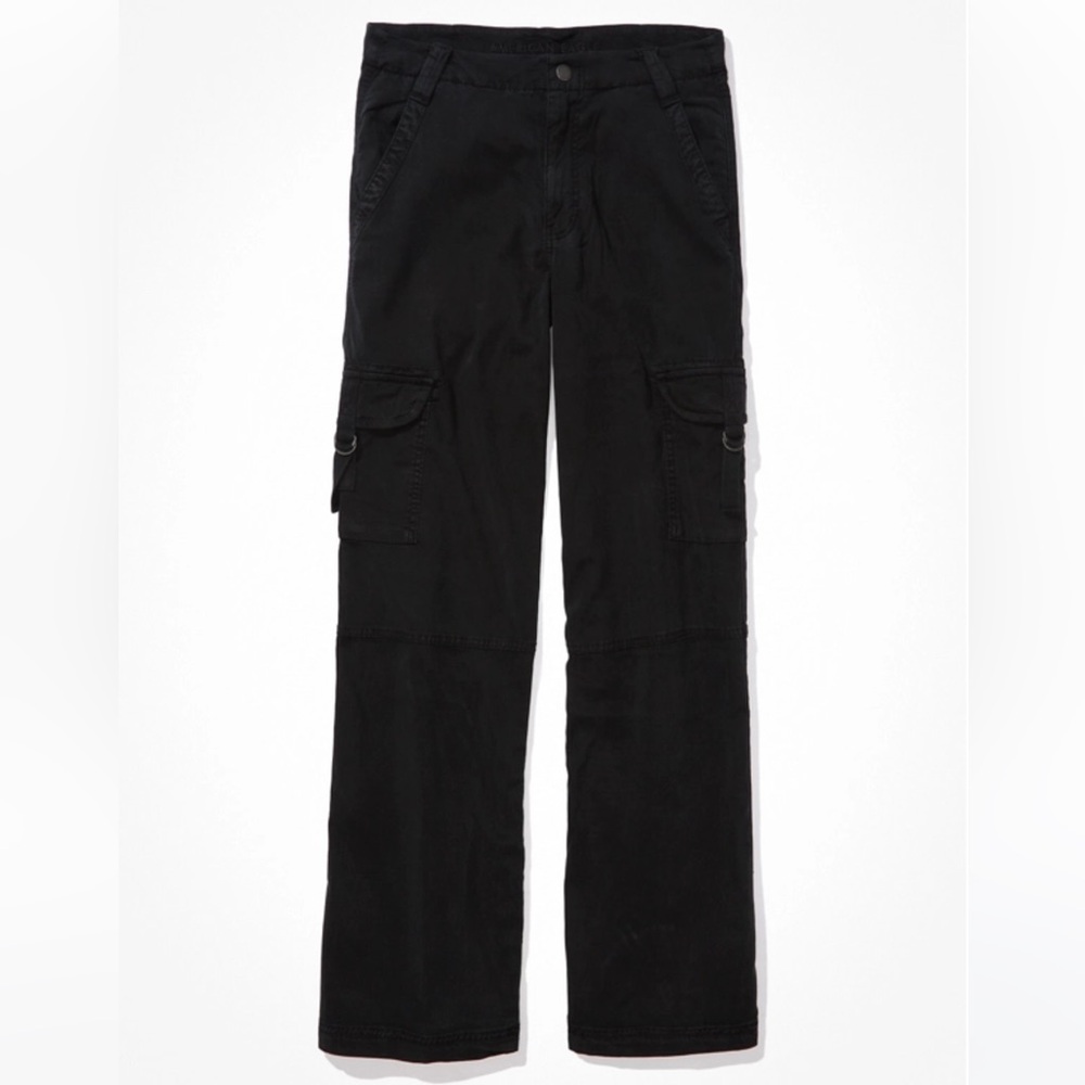 AE Dreamy Drape Stretch Super High-Waisted Cargo Baggy Wide-Leg Pant Black 8 S